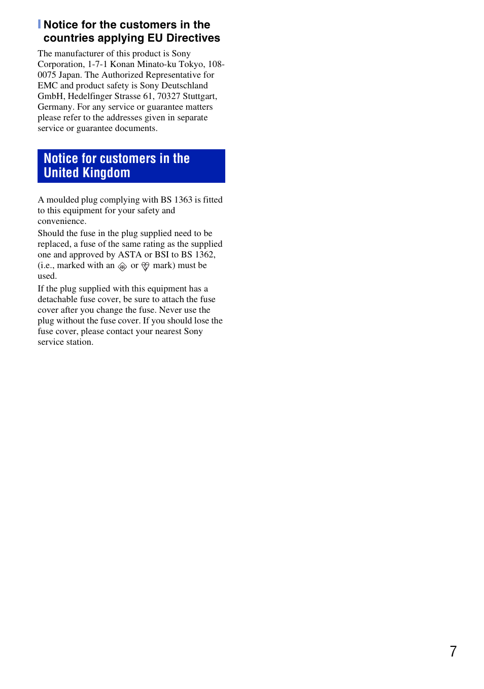 Notice for customers in the united kingdom | Sony DSC-T77 User Manual | Page 7 / 108