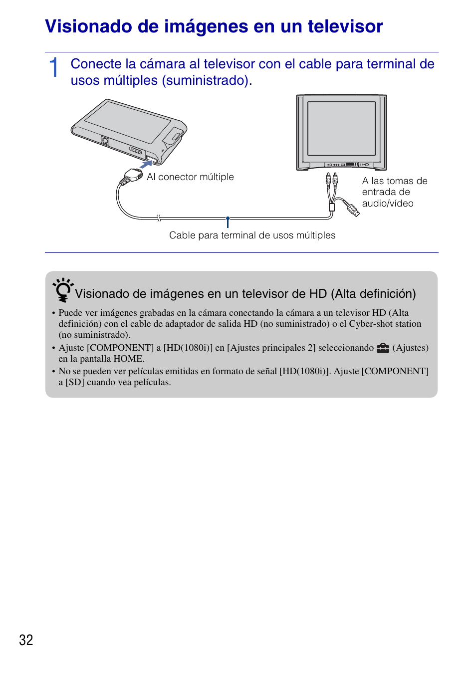 Visionado de imágenes en un televisor, Conexión a otros dispositivos | Sony DSC-T77 User Manual | Page 86 / 108