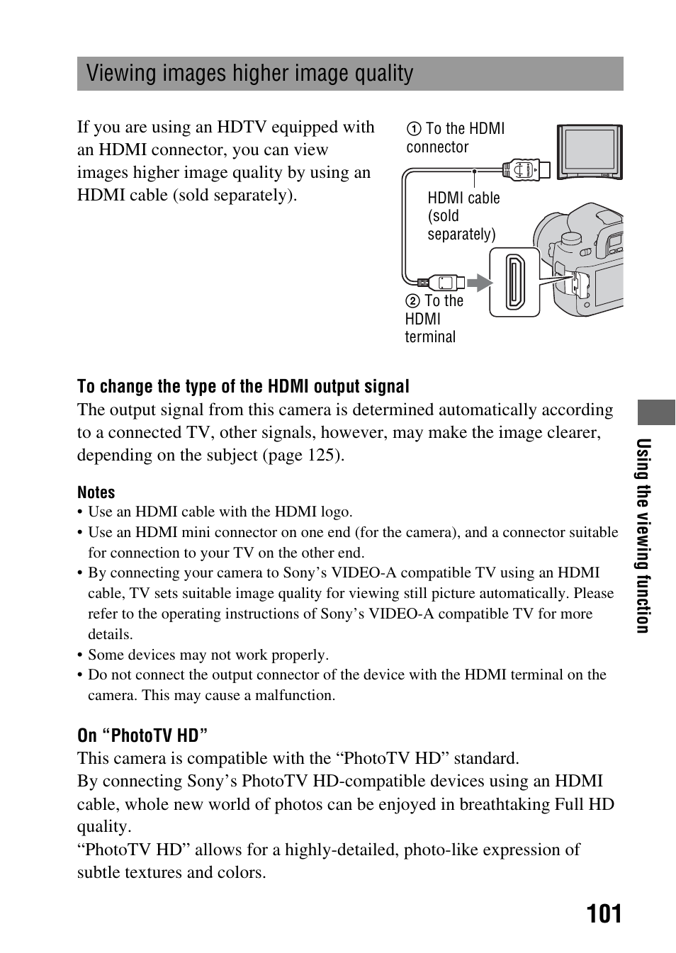 Ages 101, Viewing images higher image quality | Sony DSLR-A850 User Manual | Page 101 / 171