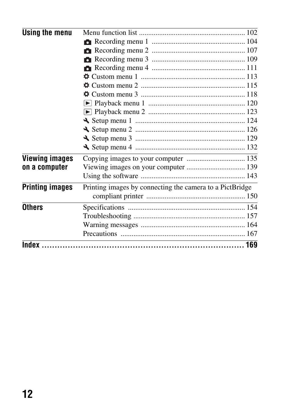 Sony DSLR-A850 User Manual | Page 12 / 171