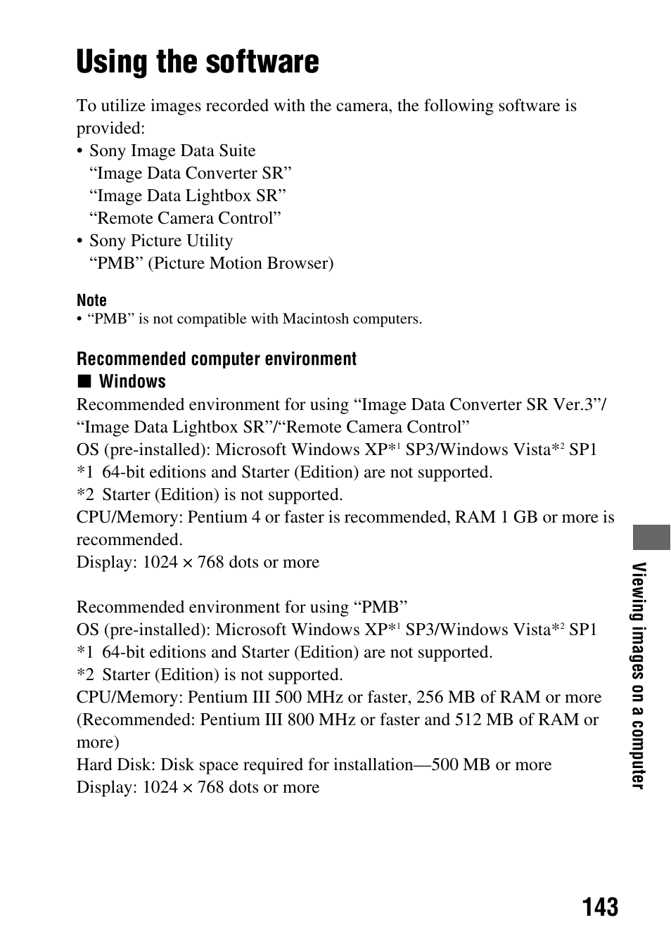 Using the software | Sony DSLR-A850 User Manual | Page 143 / 171