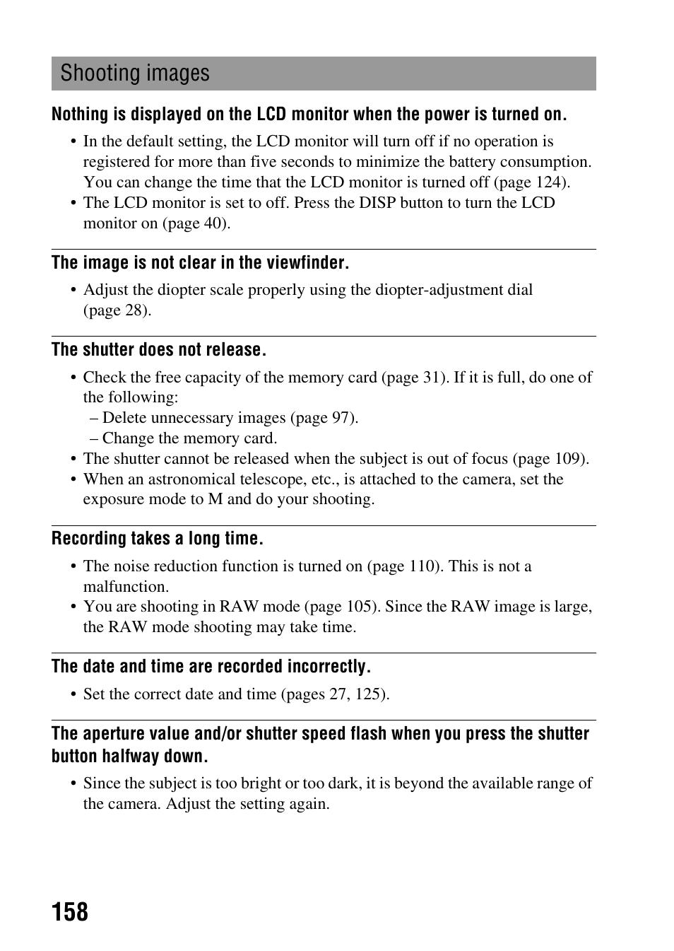 Shooting images | Sony DSLR-A850 User Manual | Page 158 / 171