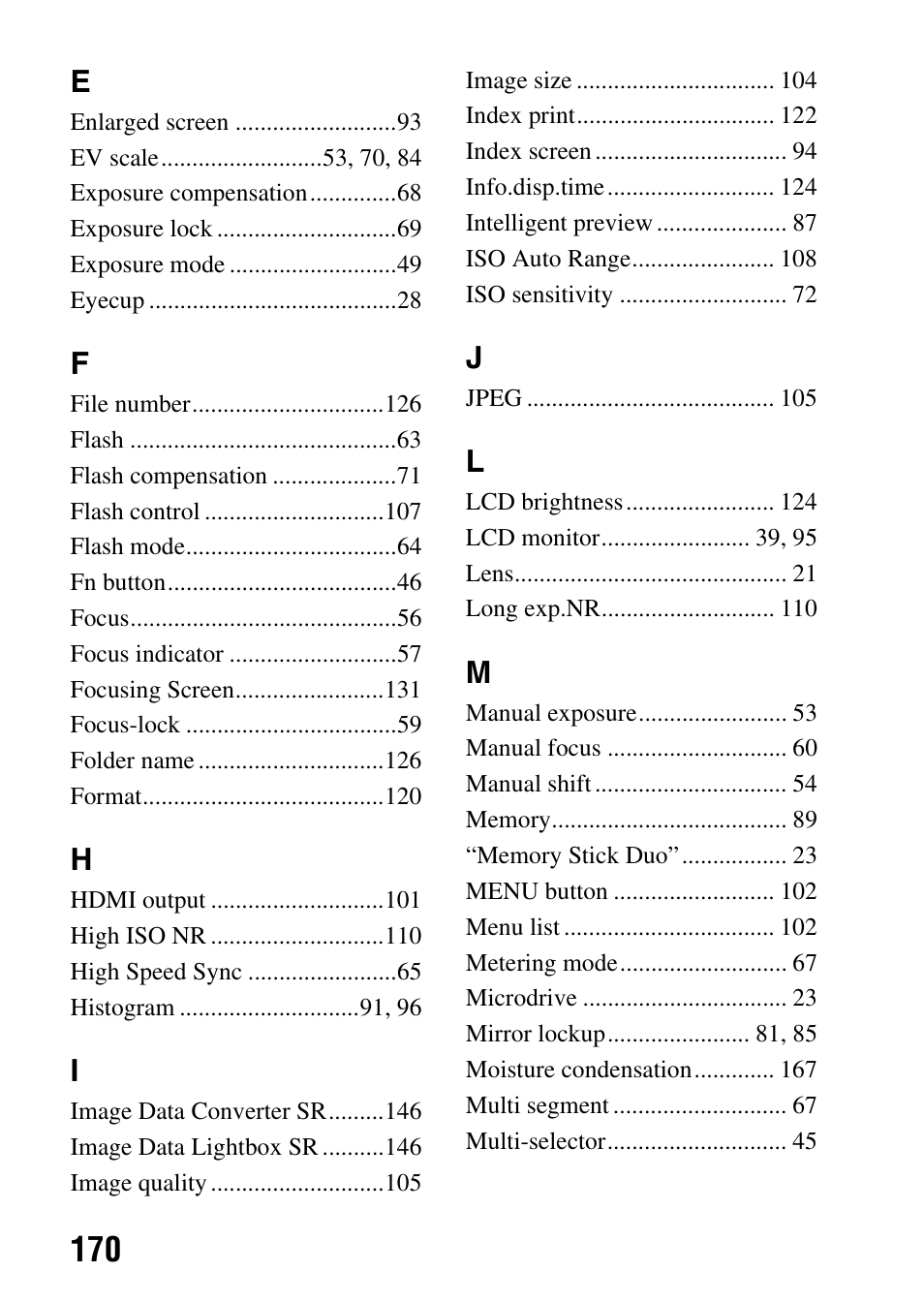 Sony DSLR-A850 User Manual | Page 170 / 171