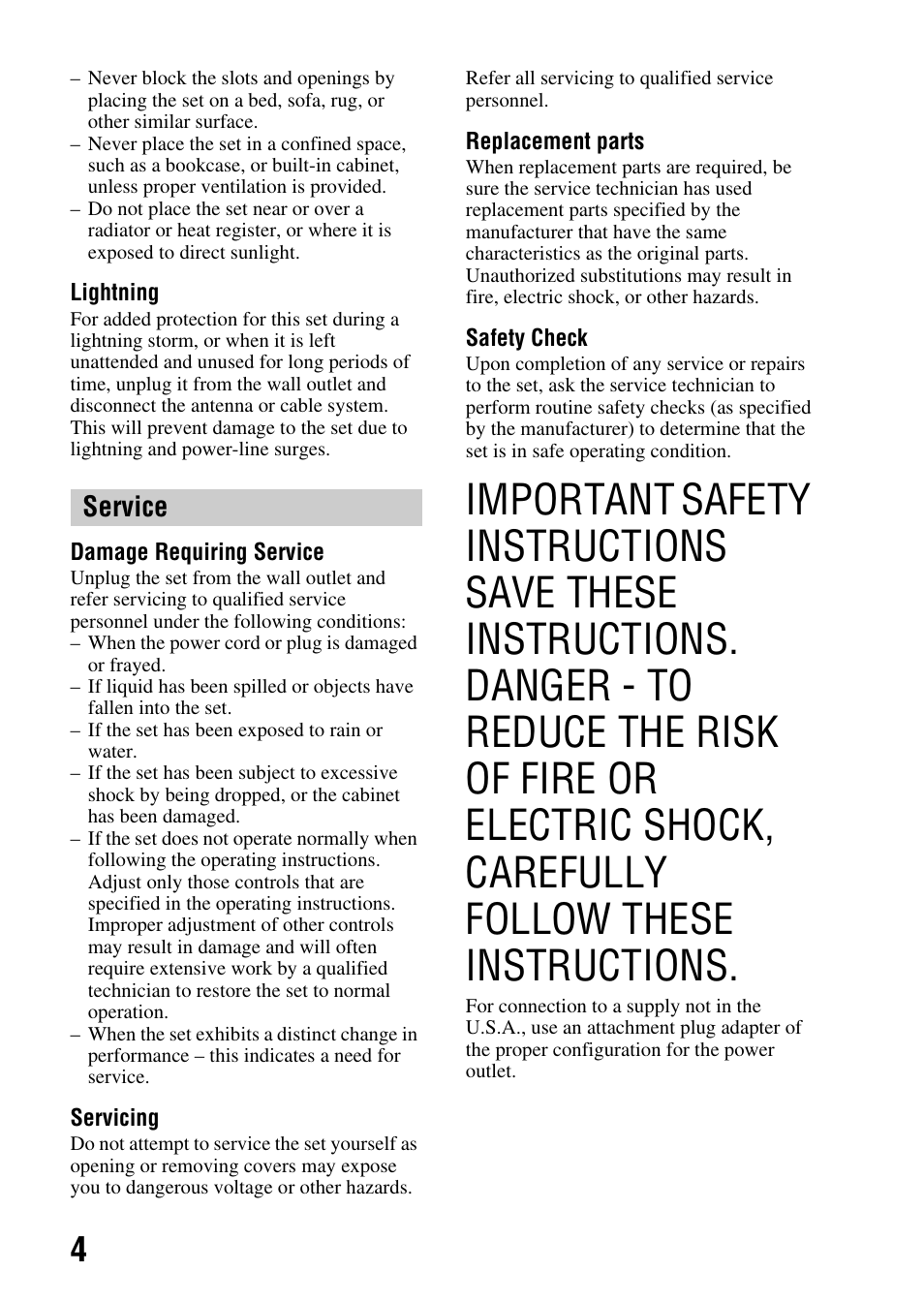 Service | Sony DSLR-A850 User Manual | Page 4 / 171