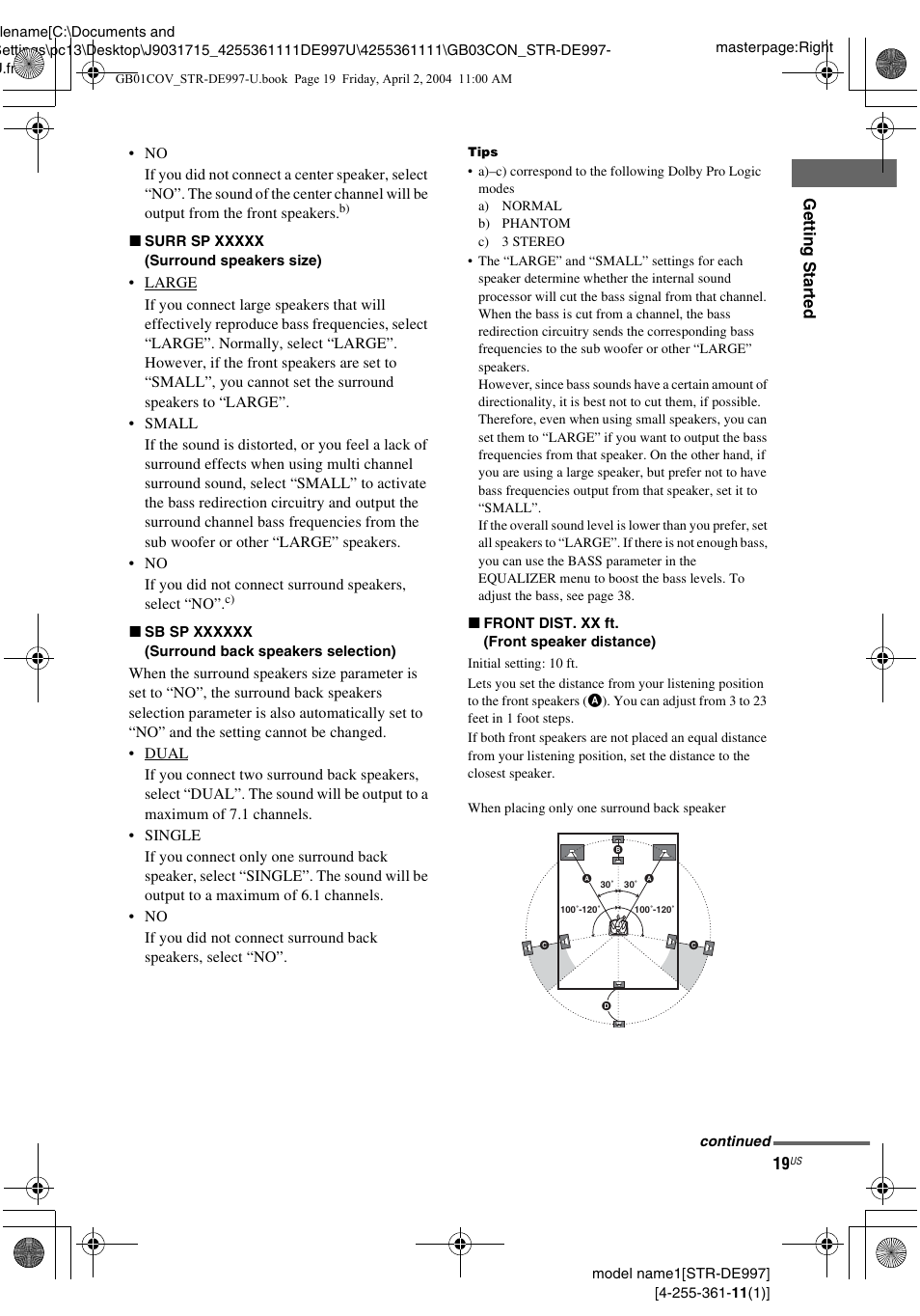 Sony STR-DE997 User Manual | Page 19 / 64