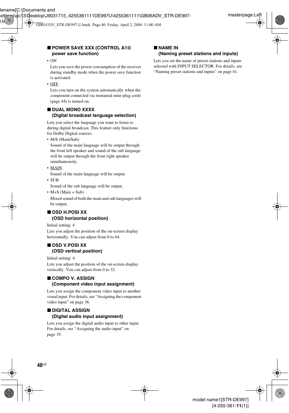 Sony STR-DE997 User Manual | Page 40 / 64