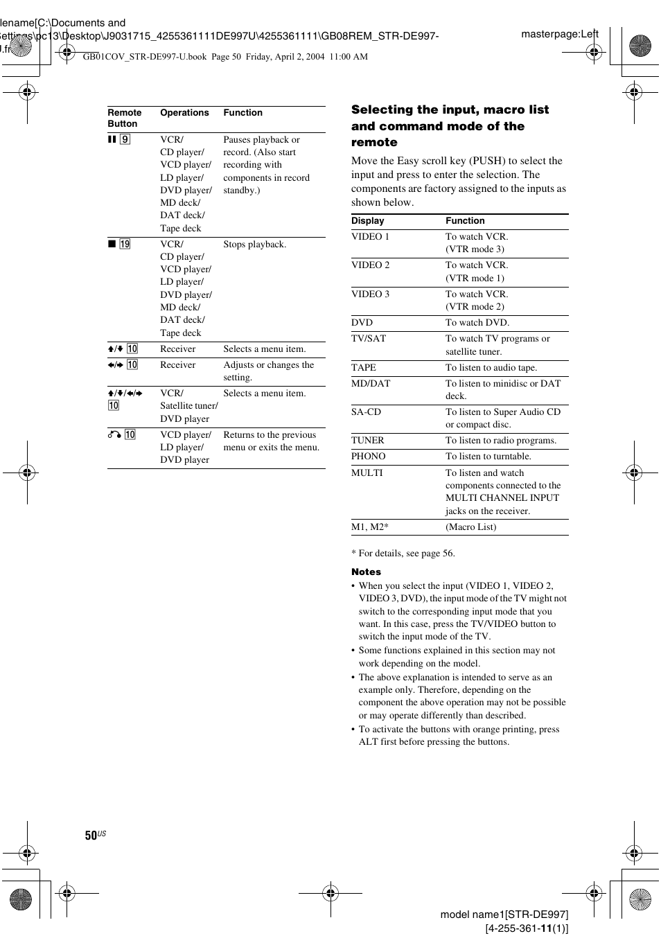Sony STR-DE997 User Manual | Page 50 / 64