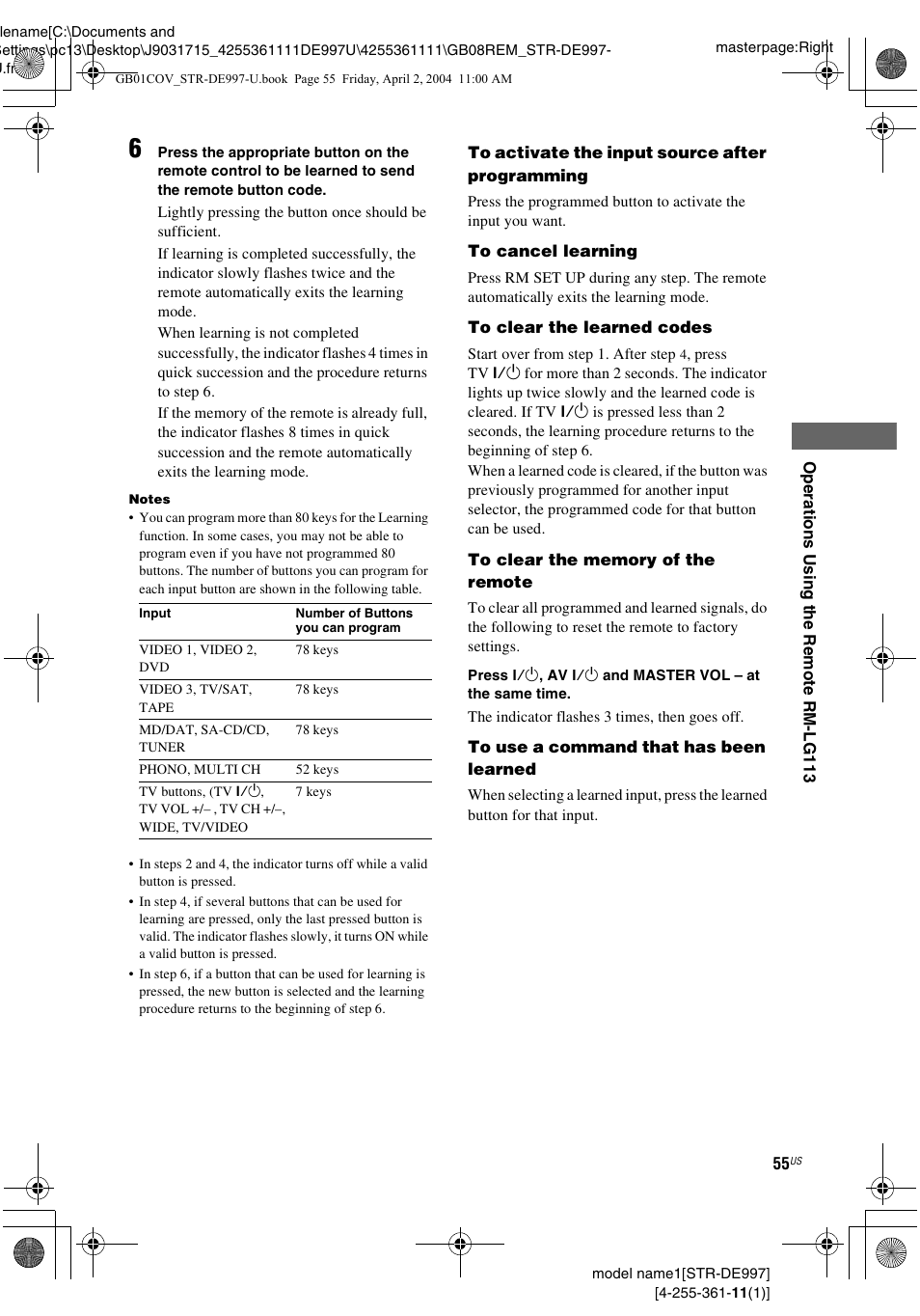 Sony STR-DE997 User Manual | Page 55 / 64