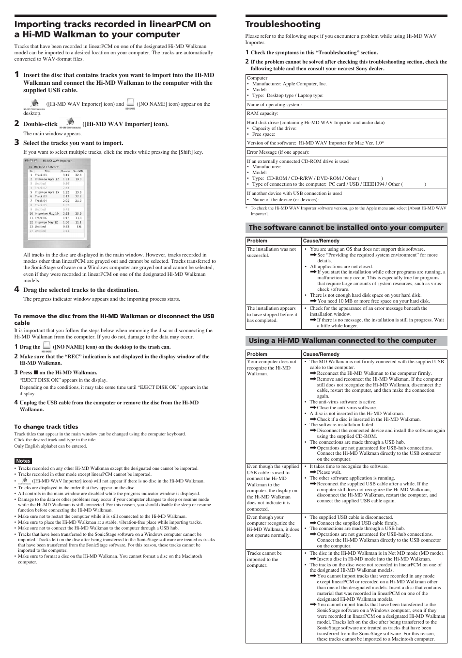 Troubleshooting | Sony MZ-M10 User Manual | Page 2 / 2