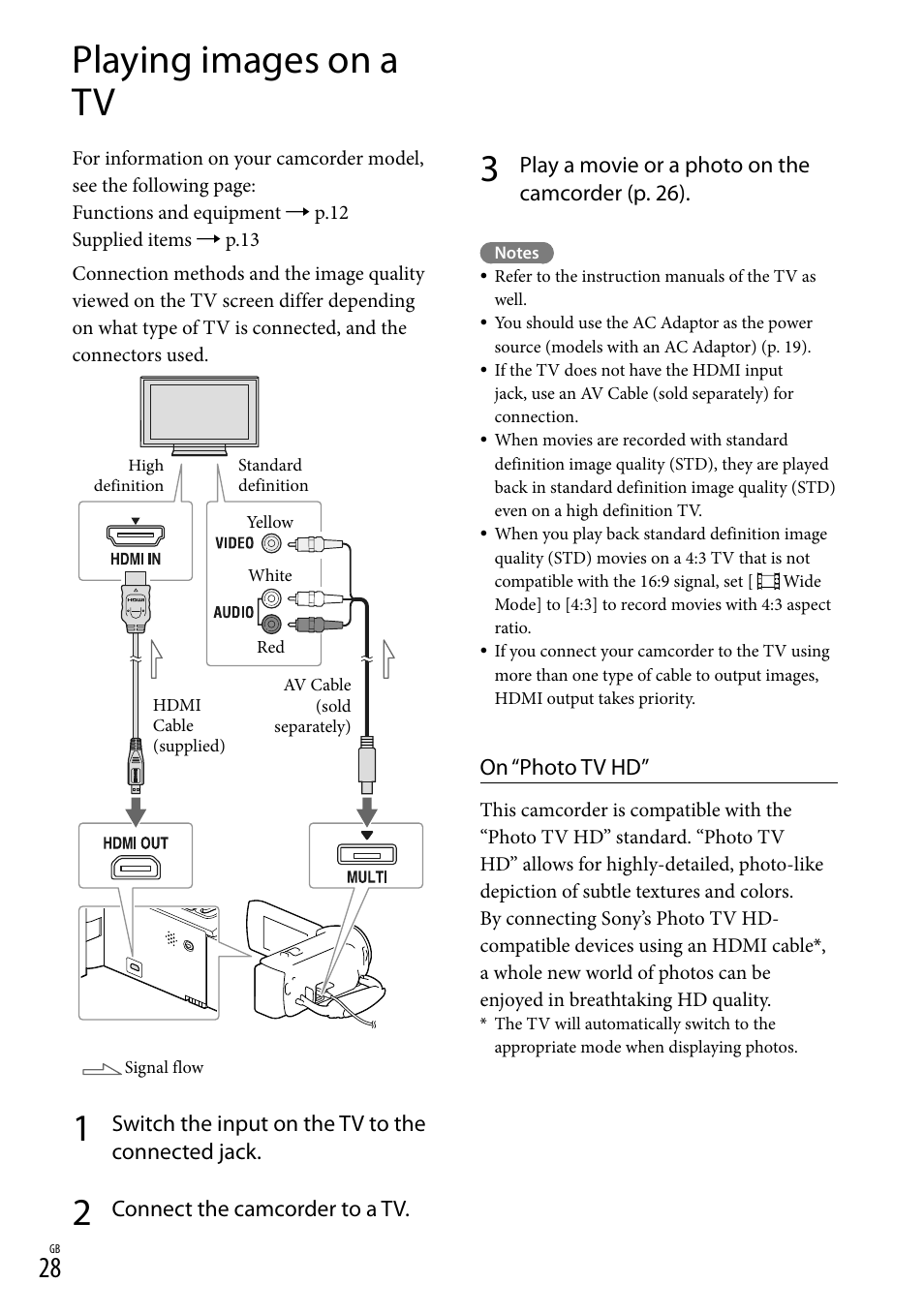 Playing images on a tv, Hdmi out jack (28) | Sony HDR-CX290 User Manual | Page 28 / 52
