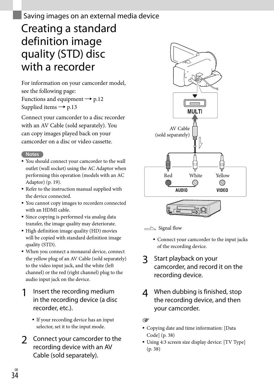 Saving images on an external media device, Saving images on an external, Media device | Sony HDR-CX290 User Manual | Page 34 / 52