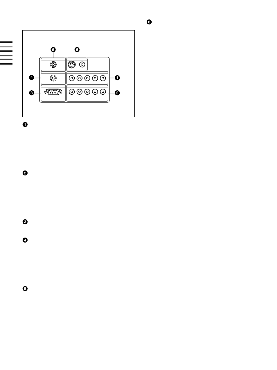 Connector panel, 1input a connectors g/y, b/c, Hdtv or dtv (dtv gbr, dtv yp | Signal is selected. 2 input b connectors g/y, b/c | Sony VPL-VW11HT User Manual | Page 12 / 124