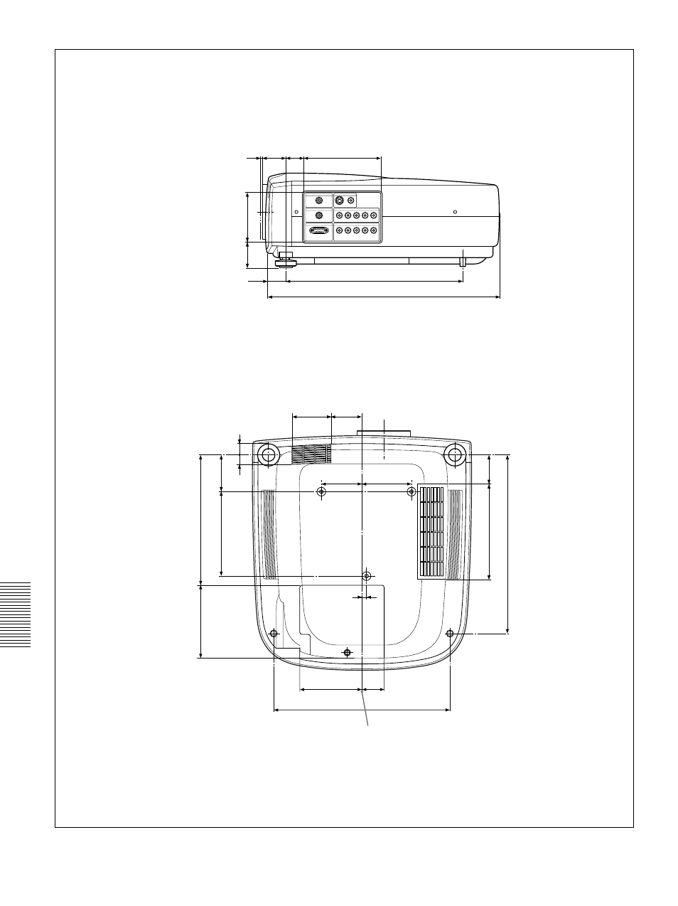 Base lateral | Sony VPL-VW11HT User Manual | Page 122 / 124