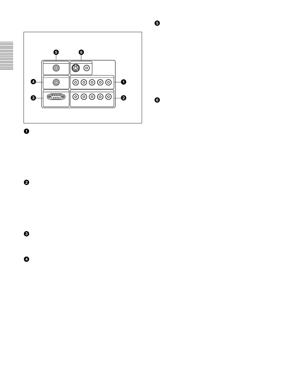 Panneau des connecteurs, 1connecteurs input a connecteurs g/y, b/c, Hdtv ou dtv (dtv gbr, dtv yp | Sony VPL-VW11HT User Manual | Page 52 / 124