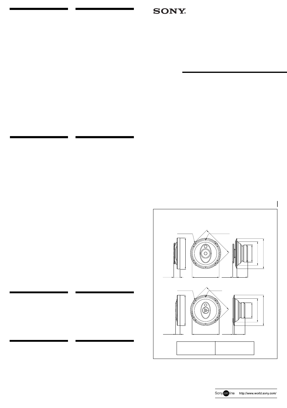 Sony XS-V1635M User Manual | 2 pages