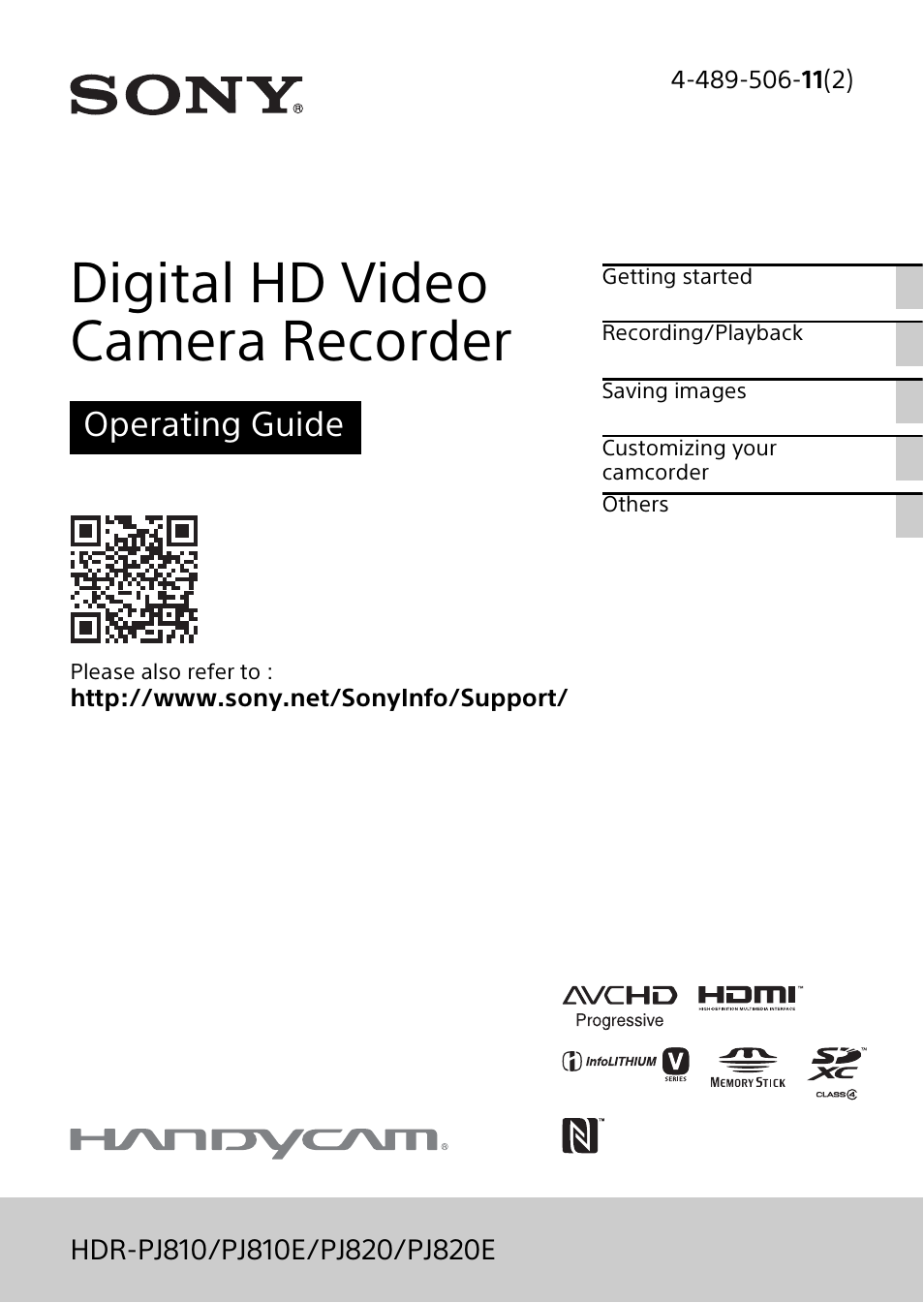 Sony HDR-PJ810 User Manual | 36 pages