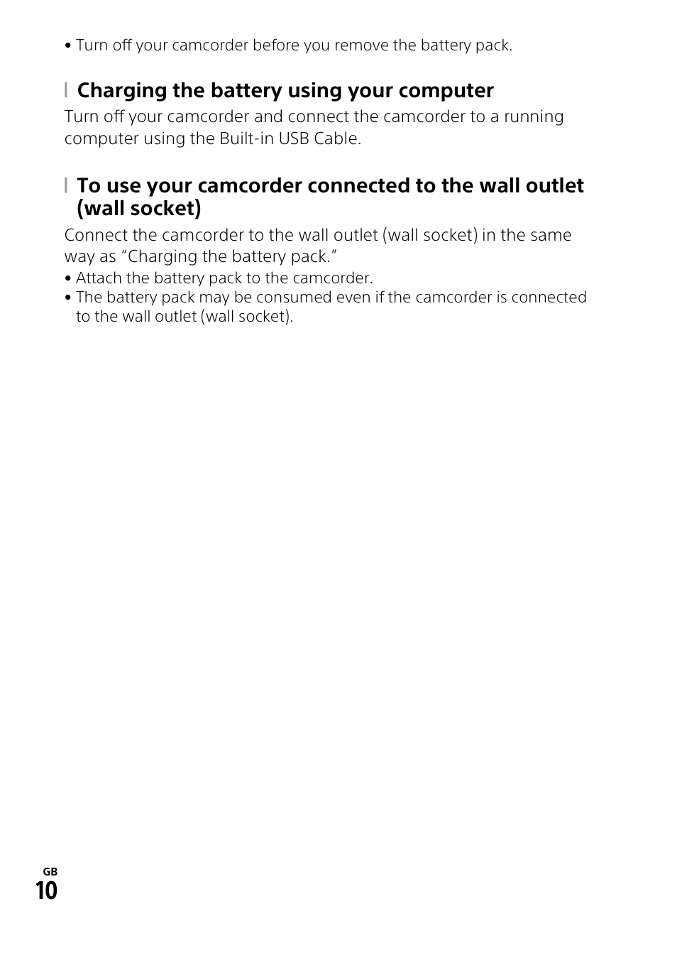 Charging the battery using your computer | Sony HDR-PJ810 User Manual | Page 10 / 36