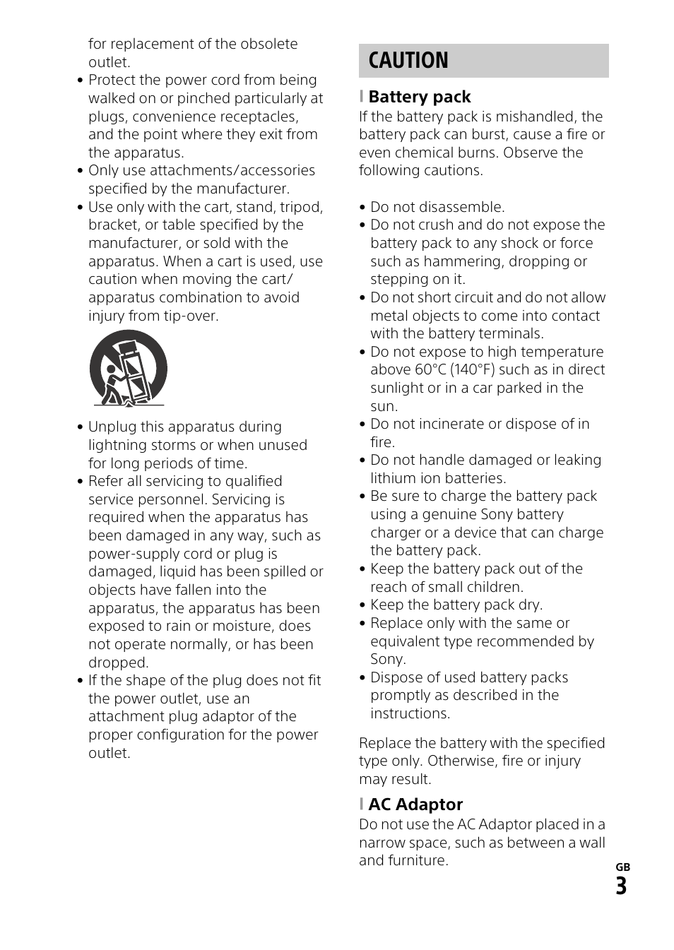 Caution | Sony HDR-PJ810 User Manual | Page 3 / 36
