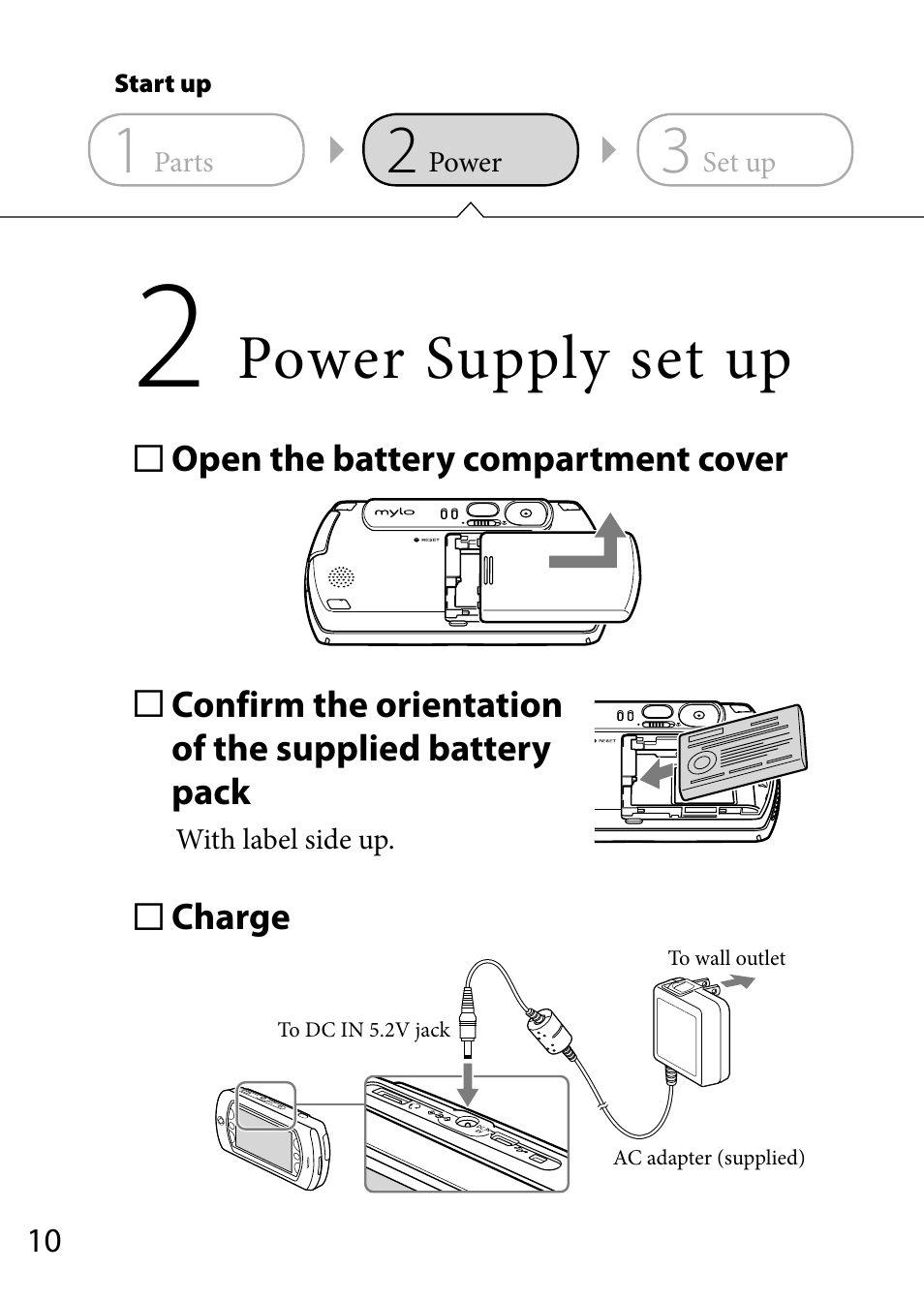 Power supply set up | Sony COM-2 User Manual | Page 10 / 28