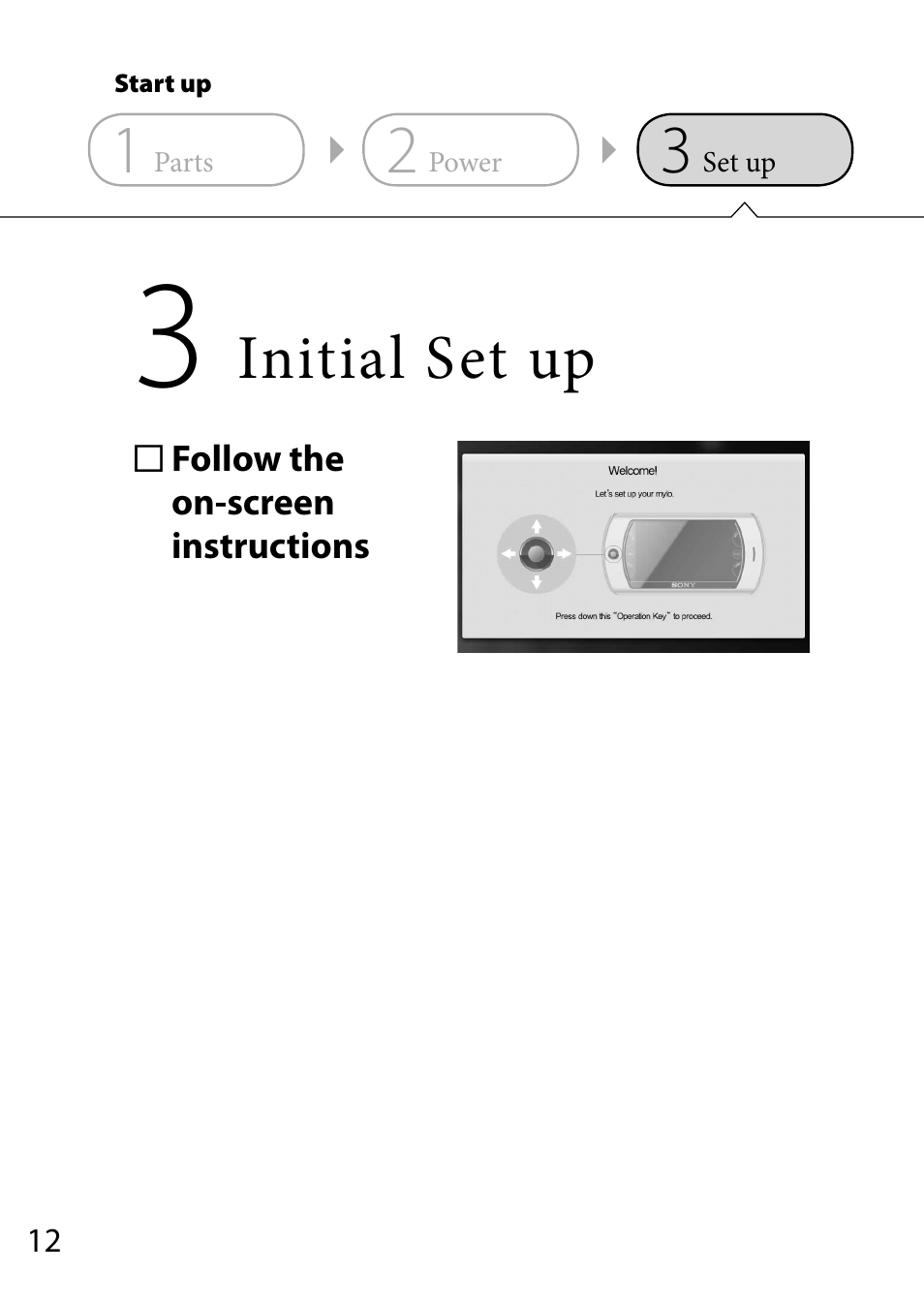 Initial set up | Sony COM-2 User Manual | Page 12 / 28