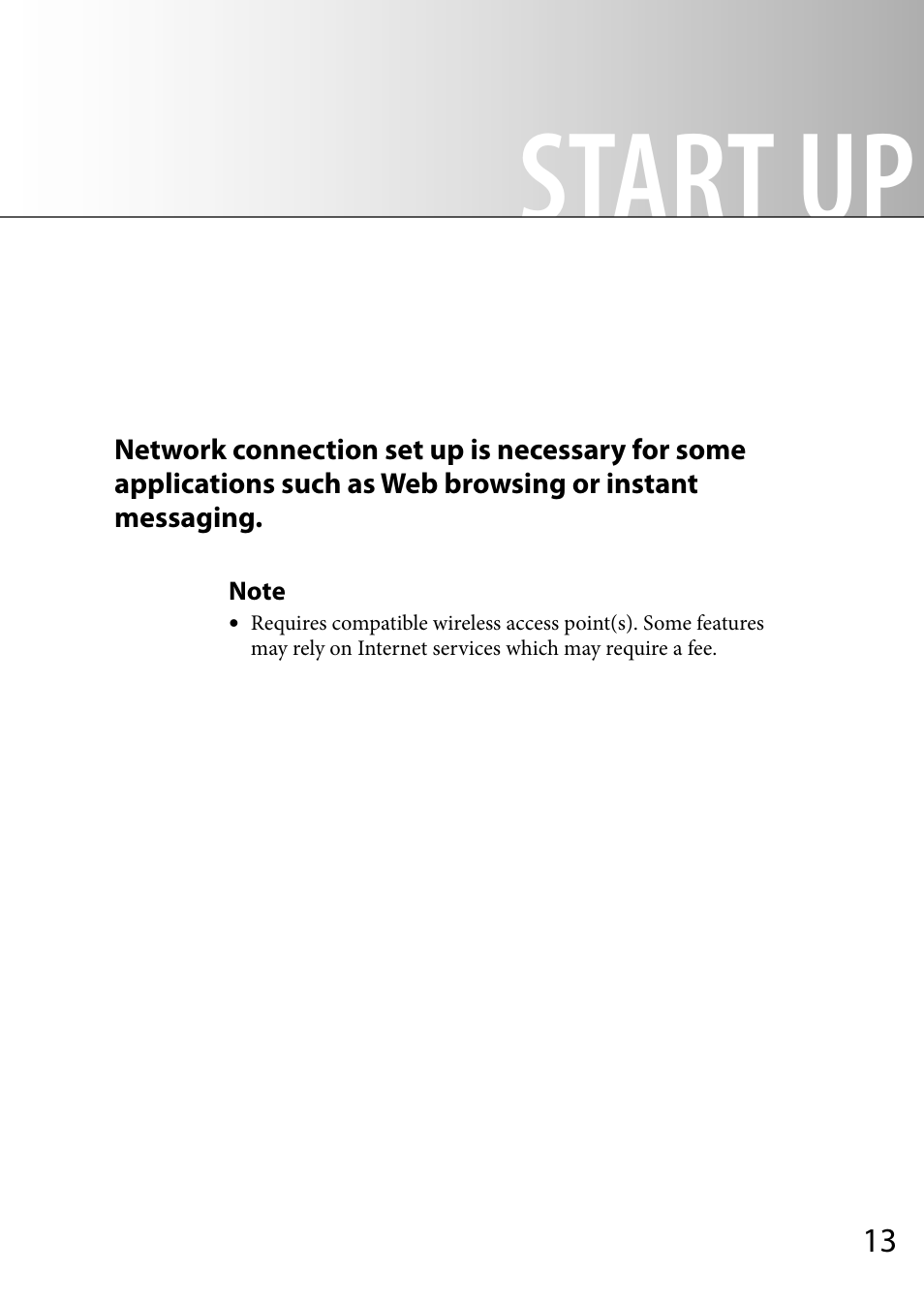 Start up | Sony COM-2 User Manual | Page 13 / 28