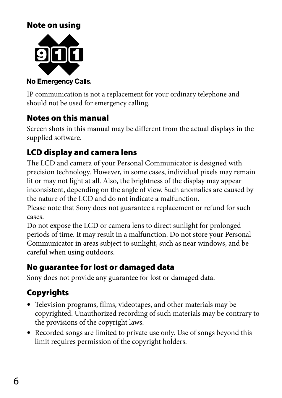 Sony COM-2 User Manual | Page 6 / 28