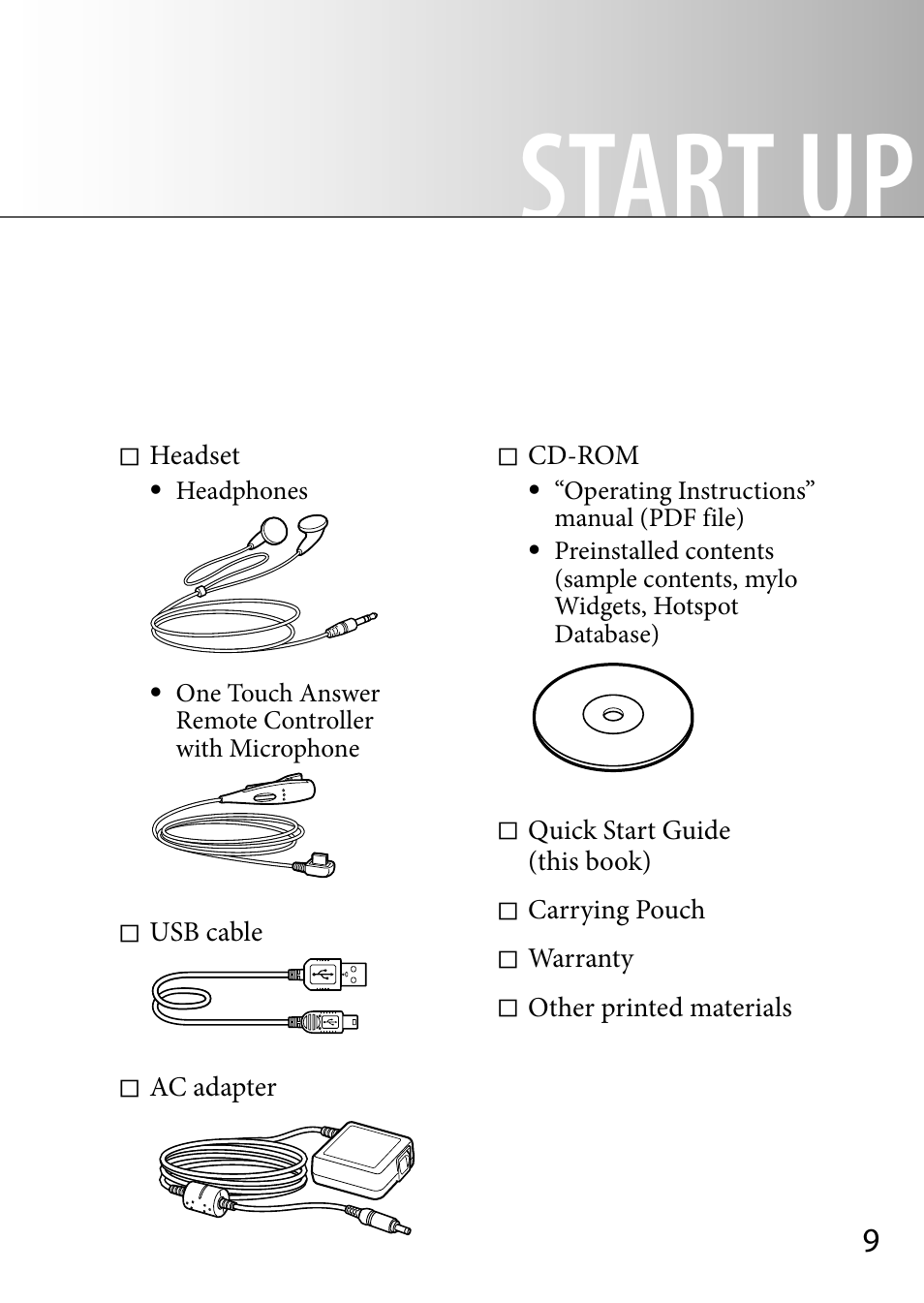 Start up | Sony COM-2 User Manual | Page 9 / 28