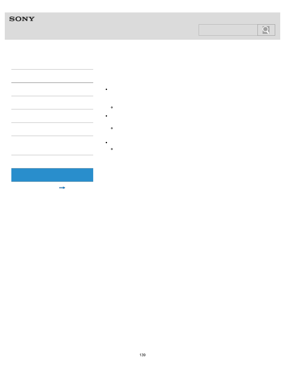 Help guide, Search | Sony NWZ-F805BLK User Manual | Page 139 / 143