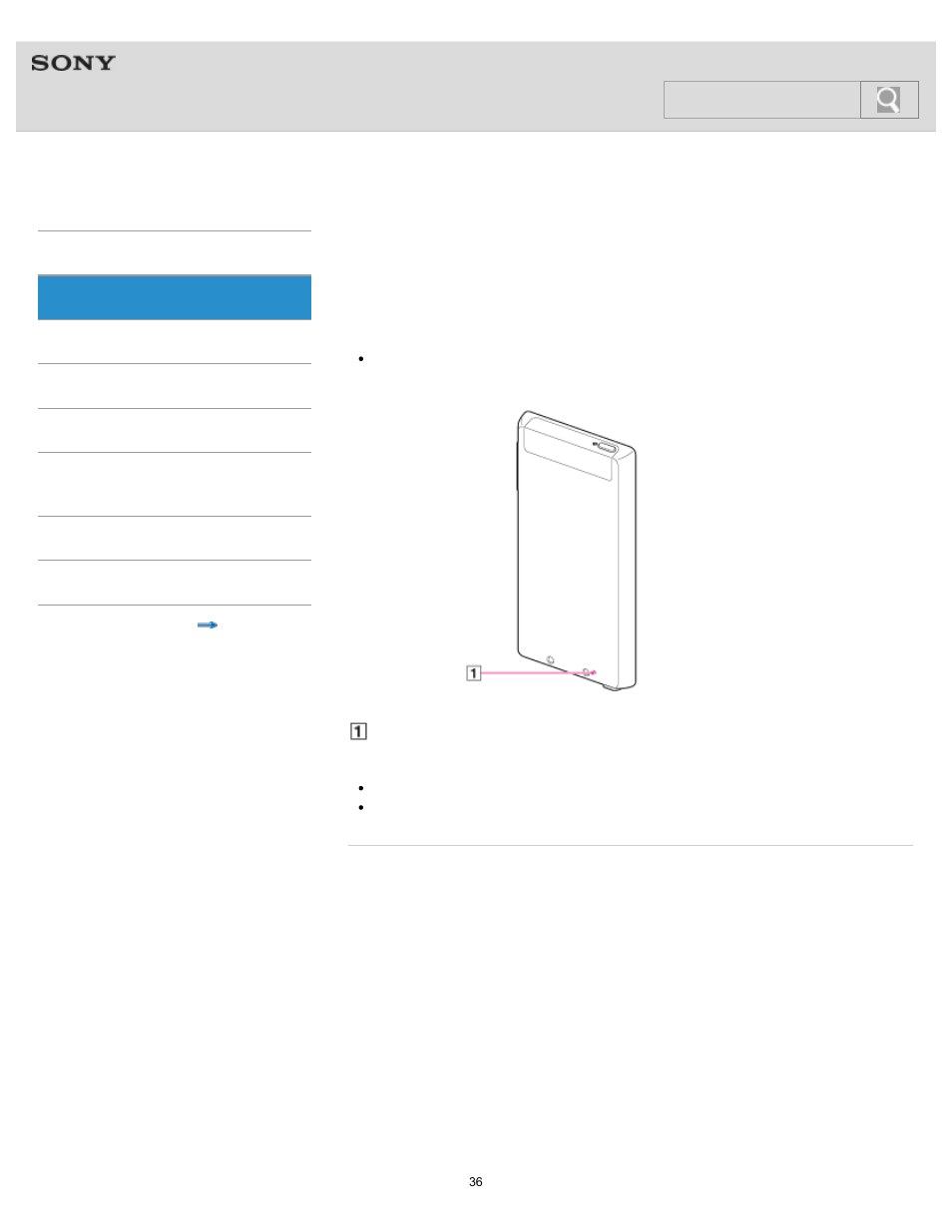 Using the reset button, Details, Help guide | Search | Sony NWZ-F805BLK User Manual | Page 36 / 143