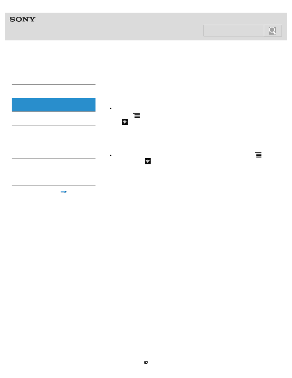 Adding wi-fi networks manually, Details, Help guide | Search | Sony NWZ-F805BLK User Manual | Page 62 / 143