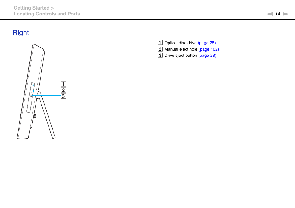 Right | Sony VGC-JS450F User Manual | Page 14 / 122