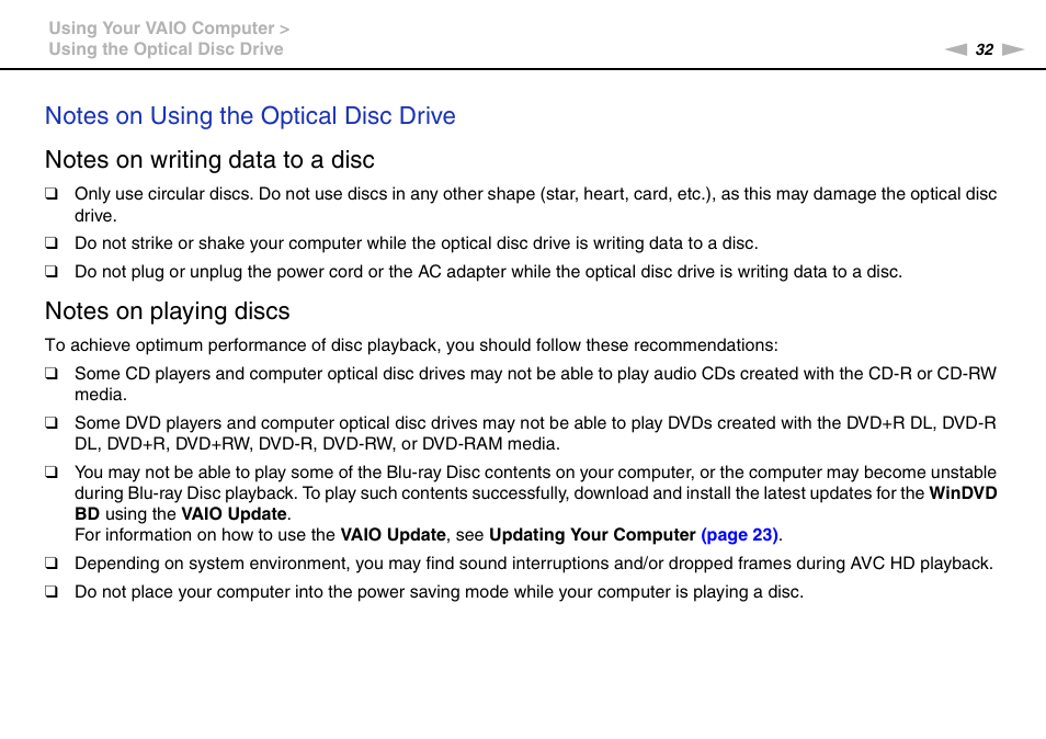 Sony VGC-JS450F User Manual | Page 32 / 122