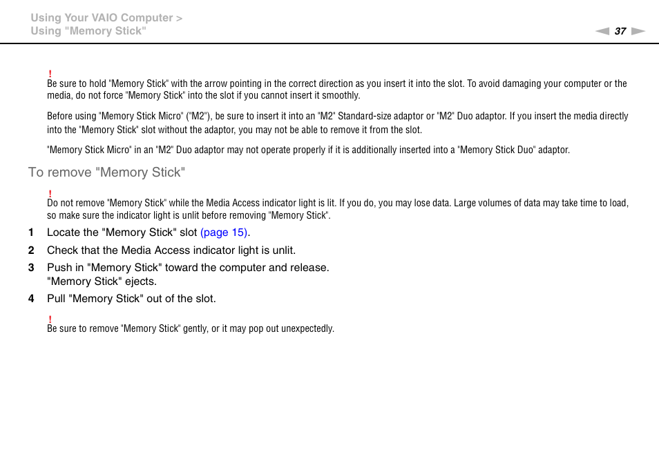 Sony VGC-JS450F User Manual | Page 37 / 122