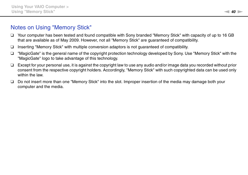 Sony VGC-JS450F User Manual | Page 40 / 122