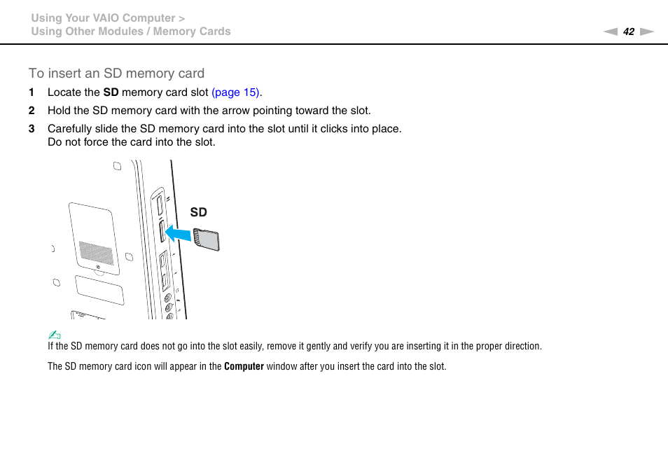 Sony VGC-JS450F User Manual | Page 42 / 122