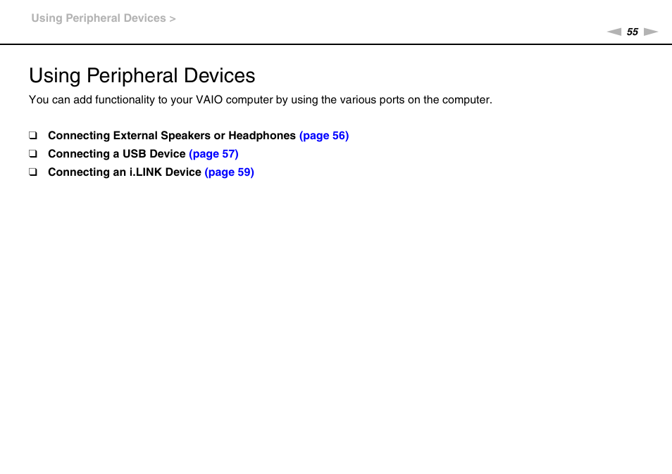 Using peripheral devices | Sony VGC-JS450F User Manual | Page 55 / 122