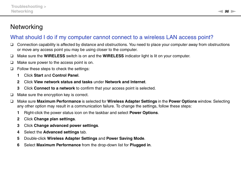 Networking | Sony VGC-JS450F User Manual | Page 96 / 122