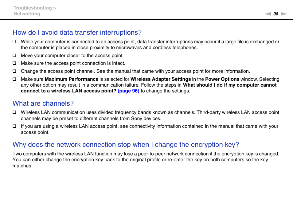 How do i avoid data transfer interruptions, What are channels | Sony VGC-JS450F User Manual | Page 98 / 122