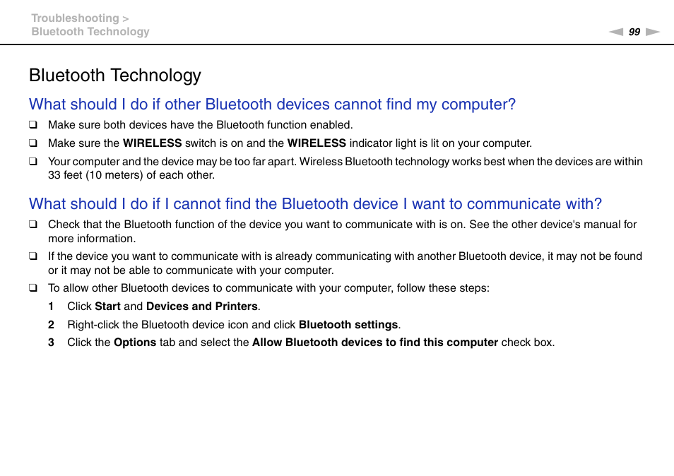 Bluetooth technology | Sony VGC-JS450F User Manual | Page 99 / 122