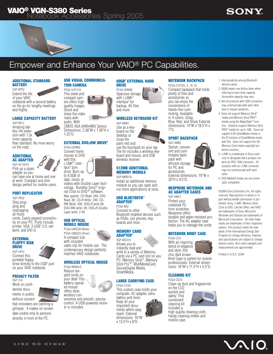 Sony VGN-S380P User Manual | 1 page