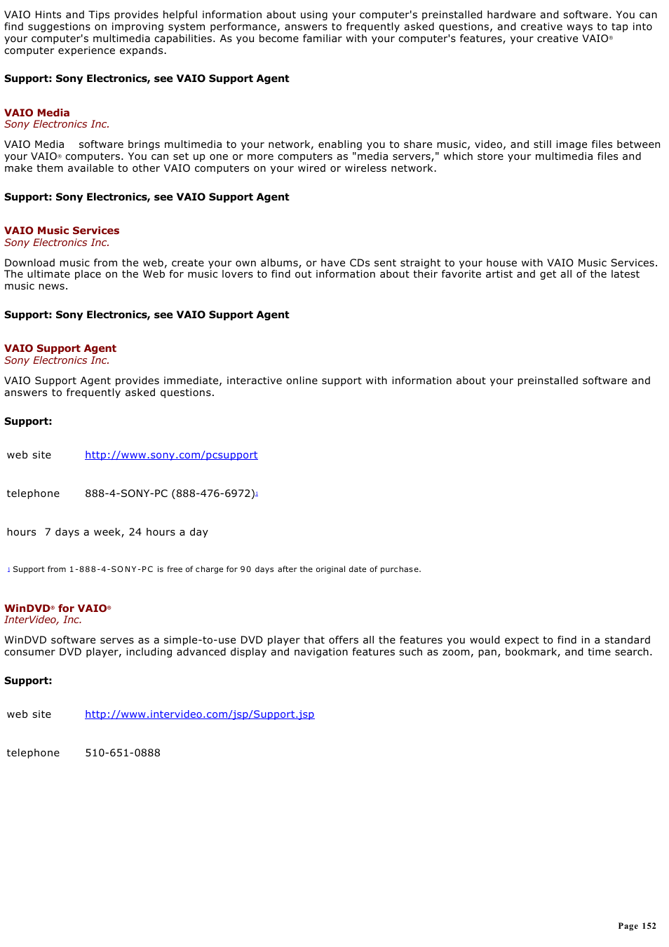 Sony PCG-V505DC2P User Manual | Page 152 / 152