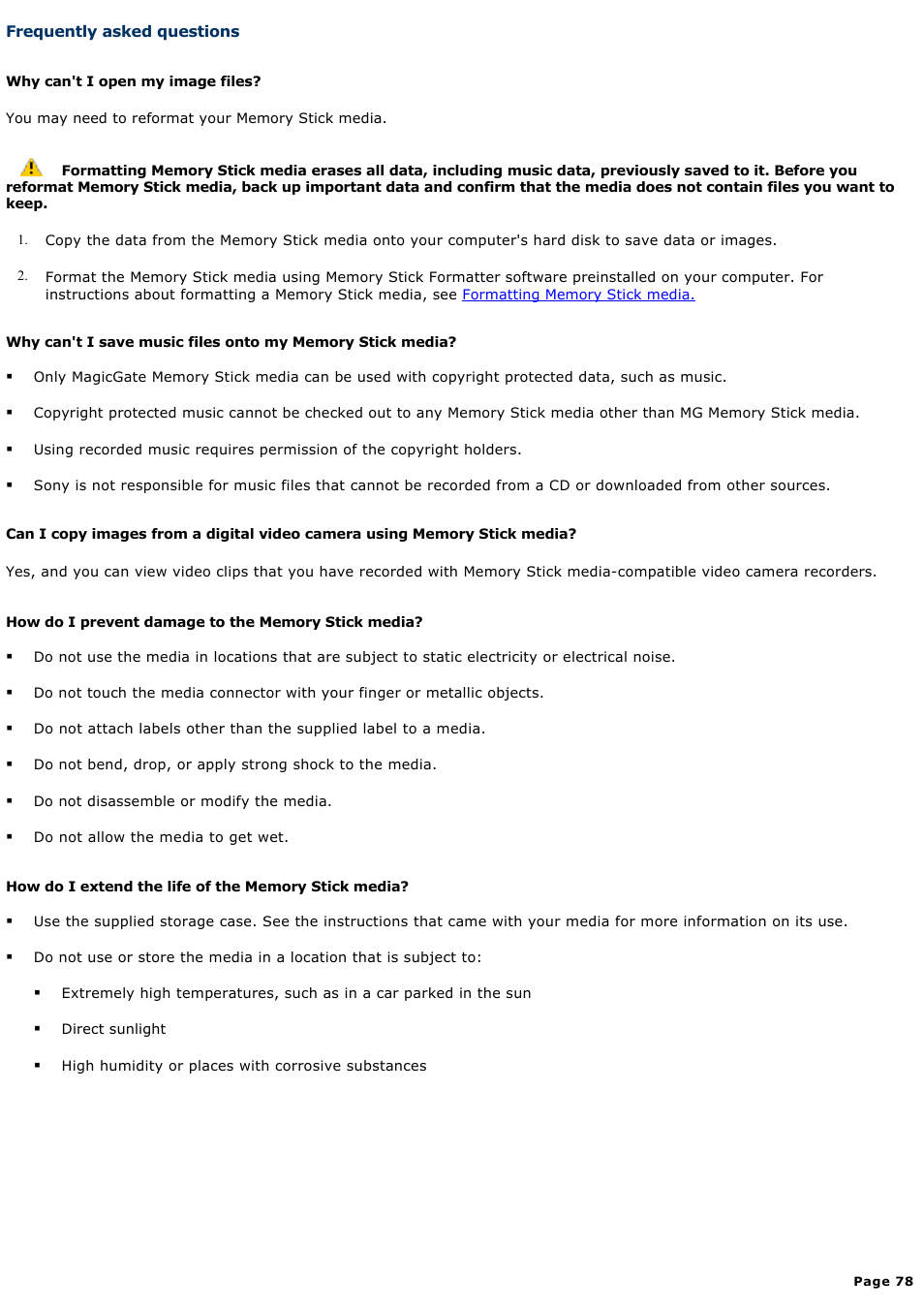 Frequently asked questions | Sony PCG-V505DC2P User Manual | Page 78 / 152