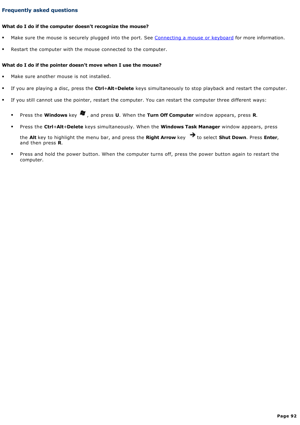 Frequently asked questions | Sony PCG-V505DC2P User Manual | Page 92 / 152