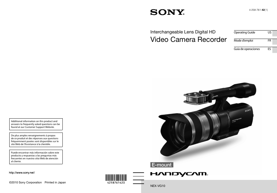 Sony NEX-VG10 User Manual | 161 pages