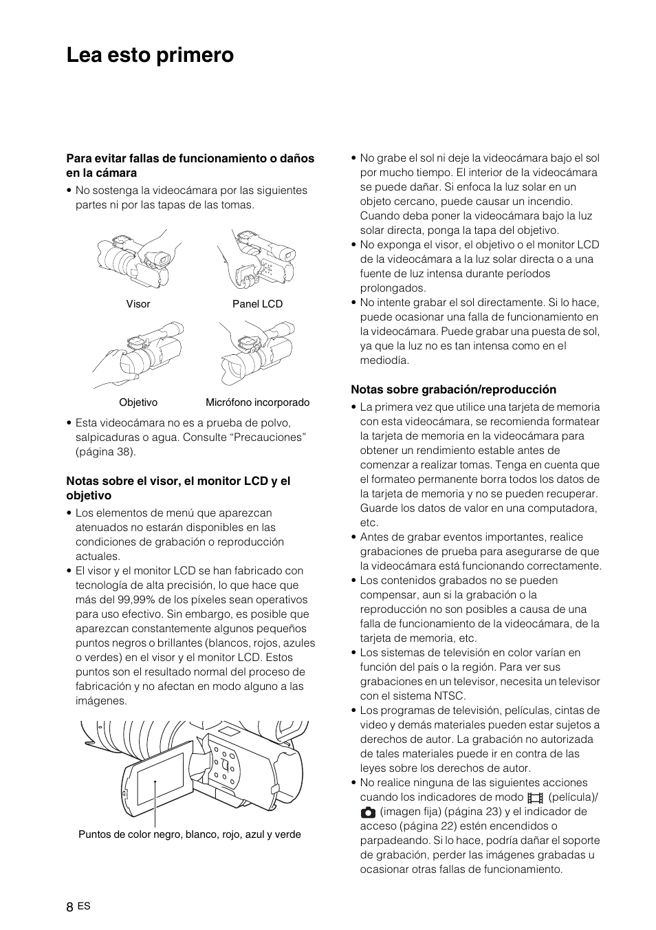 Lea esto primero | Sony NEX-VG10 User Manual | Page 115 / 161