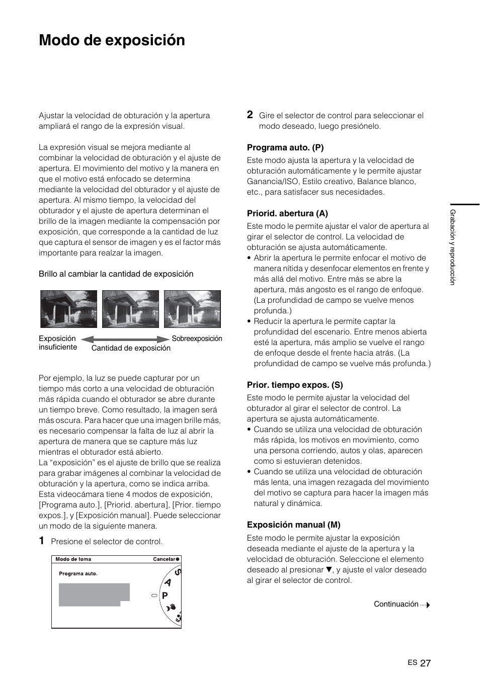 Modo de exposición | Sony NEX-VG10 User Manual | Page 134 / 161