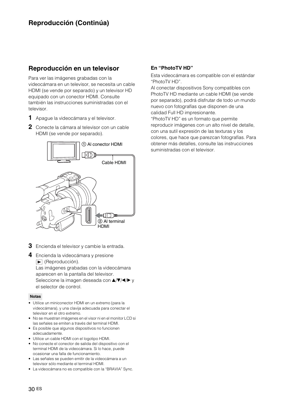 Reproducción en un televisor, Reproducción (continúa) | Sony NEX-VG10 User Manual | Page 137 / 161