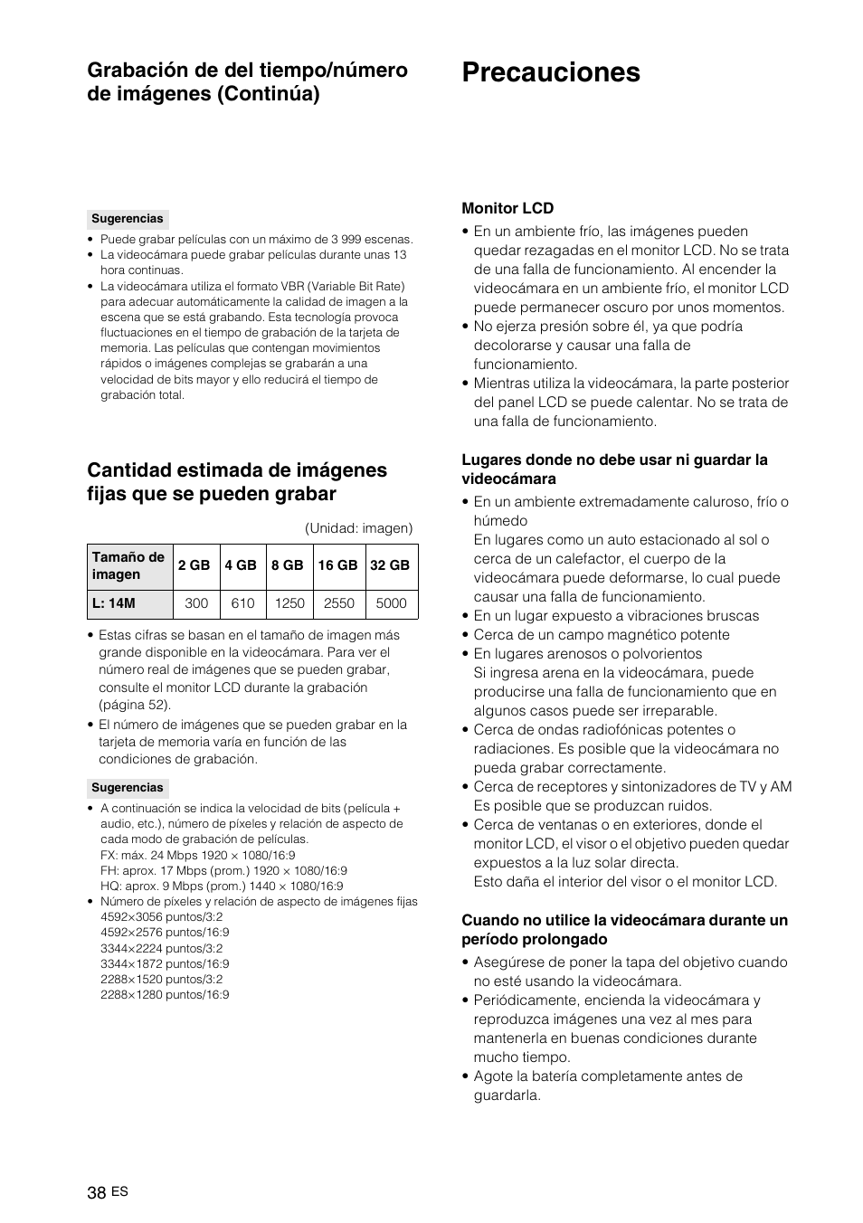 Precauciones | Sony NEX-VG10 User Manual | Page 145 / 161