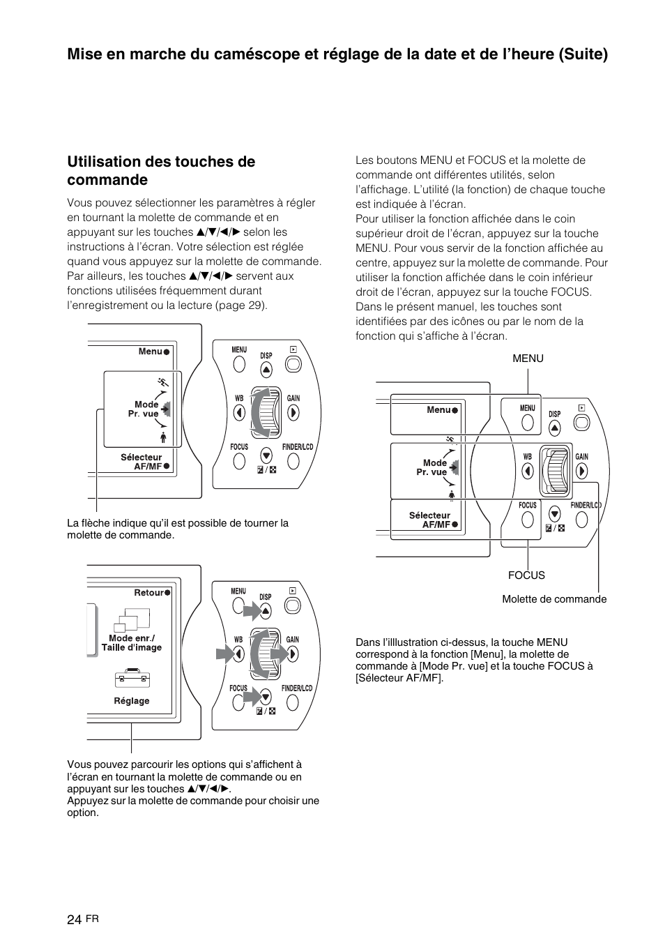 Utilisation des touches de commande | Sony NEX-VG10 User Manual | Page 77 / 161