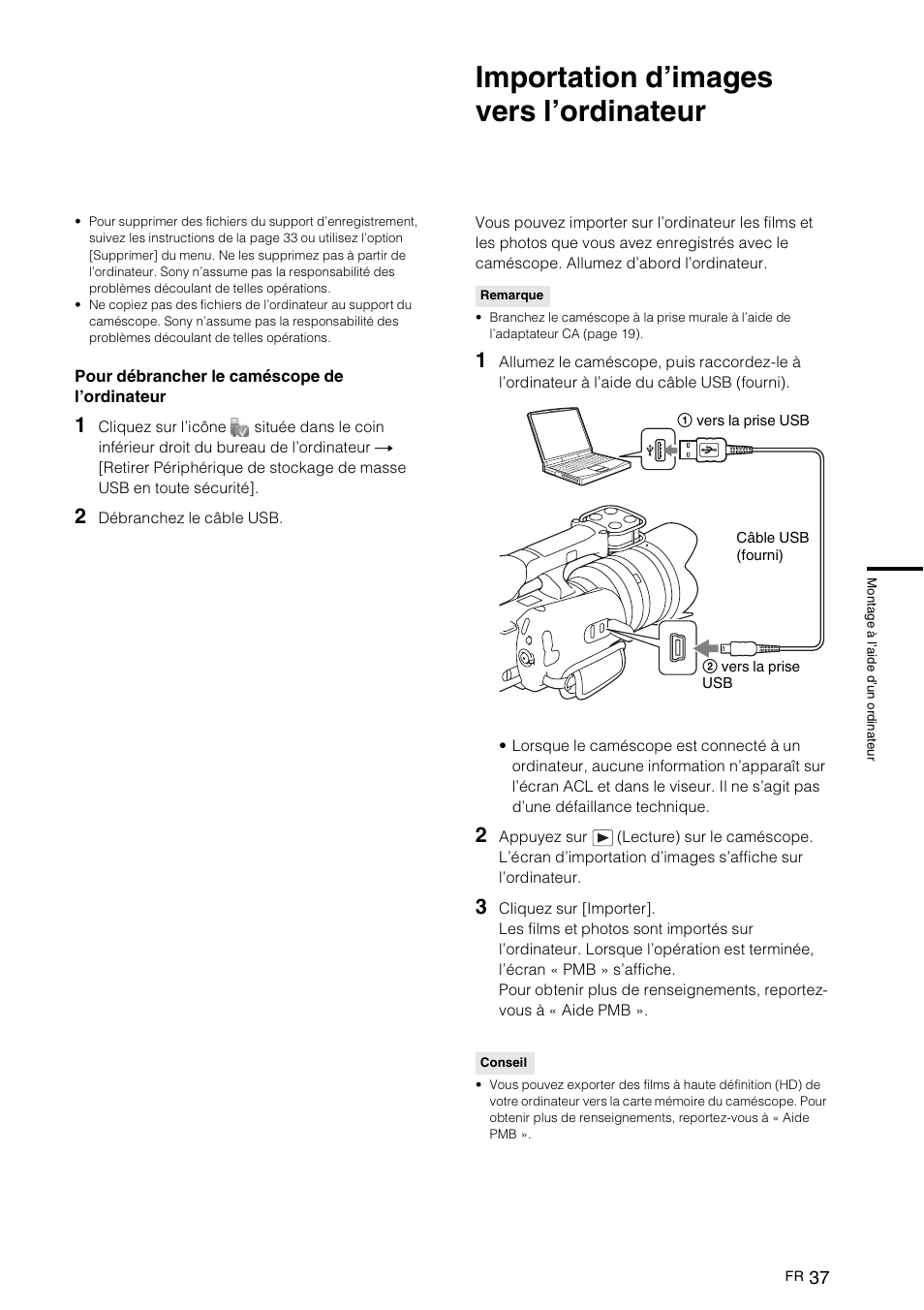 Importation d’images vers l’ordinateur | Sony NEX-VG10 User Manual | Page 90 / 161